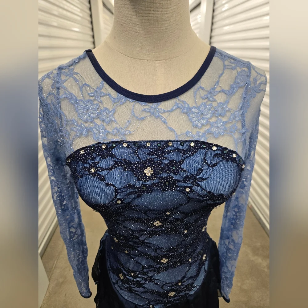 Blue figure skating dress - Picture 6 of 10